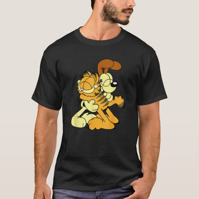 Camiseta Garfield Odie Abrazando a un gato Personalizado y  (Anverso)
