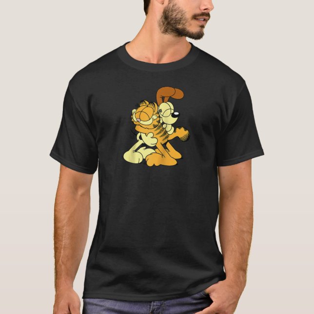 Camiseta Garfield Odie Abrazando a un Personalizado lindo r (Anverso)