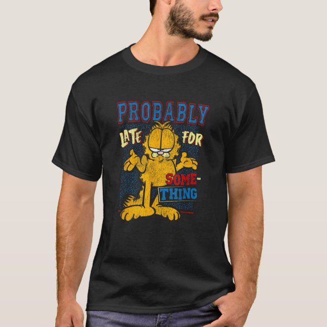 Camiseta Garfield Probably Late For Something Distressed Vi (Anverso)