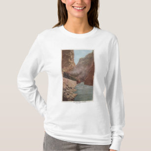 Camiseta Garganta real, CO - vista del tren junto al río