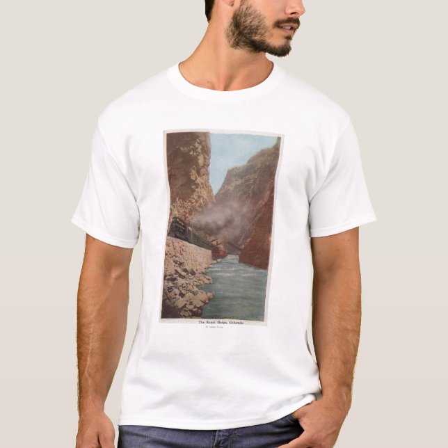 Camiseta Garganta real, CO - vista del tren junto al río (Anverso)