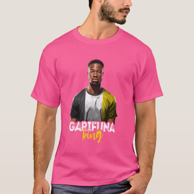 Camiseta Garifuna Rey Hombres Guatamela Bandera Caribe Negr (Anverso)