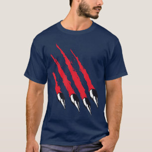 Camiseta Garras de Pata de Hombre Lobo Sangrientas Disfraz