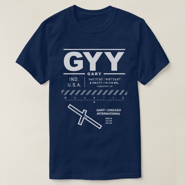 Camiseta Gary / Chicago International Airport GYY T-Shirt (Diseño del anverso)