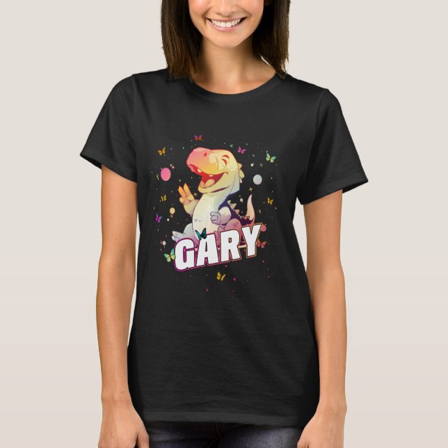 Camiseta GARY - Nombre de niño lindo con dinosaurio lindo (Anverso)