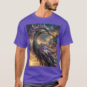 Camiseta Garza de plata y amatista esmeralda, puesta de sol