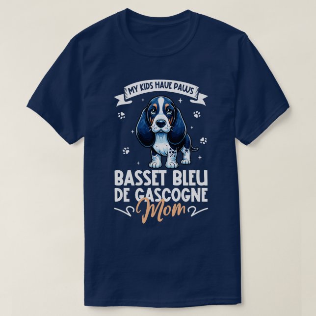Camiseta Gascuña azul Basset Mom (Diseño del anverso)