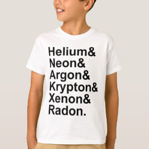 Camiseta Gases Nobles Helio Neón Argón Criptón Radón Xenón
