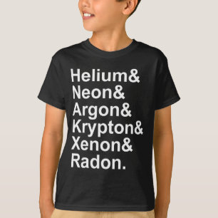 Camiseta Gases Nobles Helio Neón Argón Criptón Radón Xenón