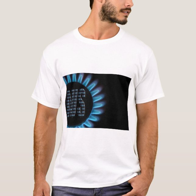 Camiseta Gasflamme von einem Kochfeld mit dem Wort AUS (Deu (Anverso)