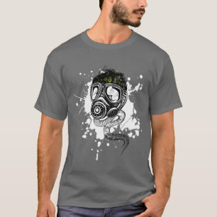 Camiseta Gasmask y naturaleza en gris