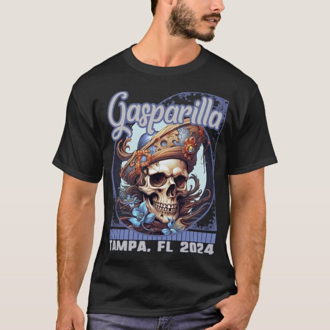 Camiseta Gasparilla 2024 Seashell Skull Tampa FL (Anverso)