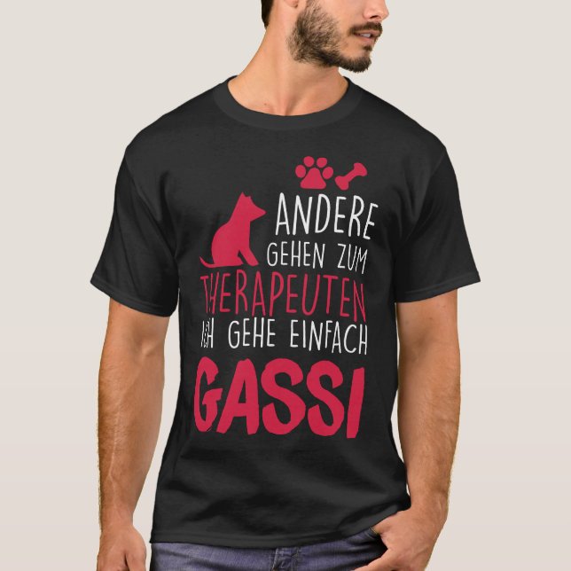 Camiseta Gassi-Gehen statt Therapie - Humorvolles Hunde (Anverso)
