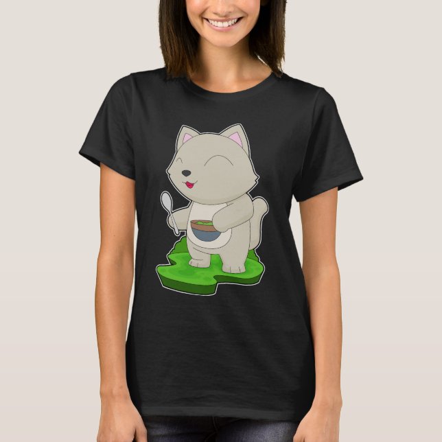 Camiseta Gastronomía del tazón del gato (Anverso)