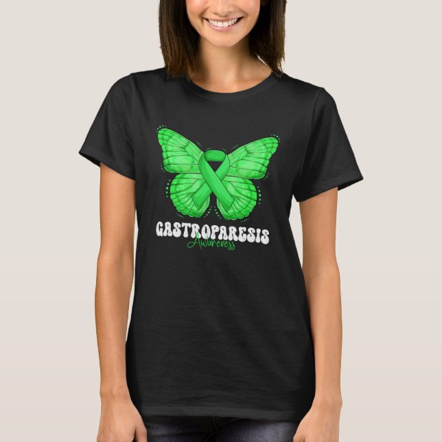 Camiseta Gastroparesis Awareness Month Green Ribbon Butterf (Anverso)