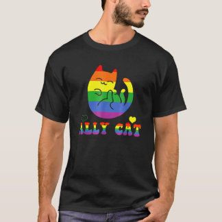 Camiseta Gata aliada Mes de orgullo Lgbt Gata con arcoíris