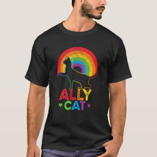 Camiseta Gata aliada Orgullo Lgb Gata Aliada Con Arcoíris