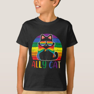 Camiseta Gata Aliada Vintage Divertido LGBT Lesbiana Gay Bi