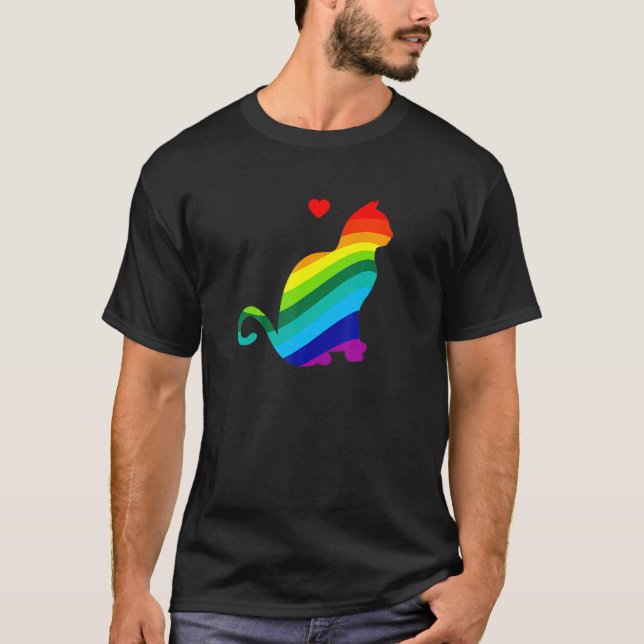 Camiseta Gata Arcoíris Amo Gatos (Anverso)