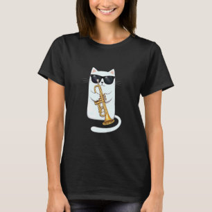 Camiseta Gata Bebop Cool Jazz Cat con gafas de sol tocando