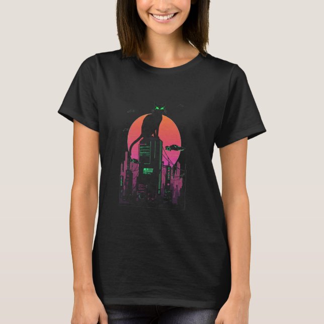 Camiseta Gata Ciberpunk (Anverso)