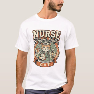 Camiseta Gata de turno de noche de enfermera Gata de turno