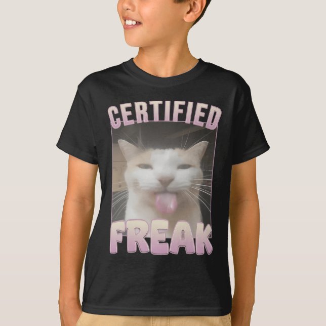 Camiseta Gata divertida meme freak certificada  (Anverso)
