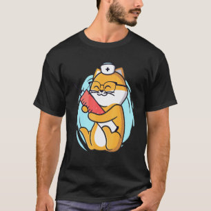 Camiseta Gata Enfermera Con Jeringa Agradece a la Sanidad e