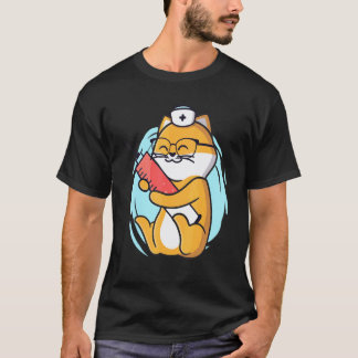 Camiseta Gata Enfermera Con Jeringa Agradece a la Sanidad e