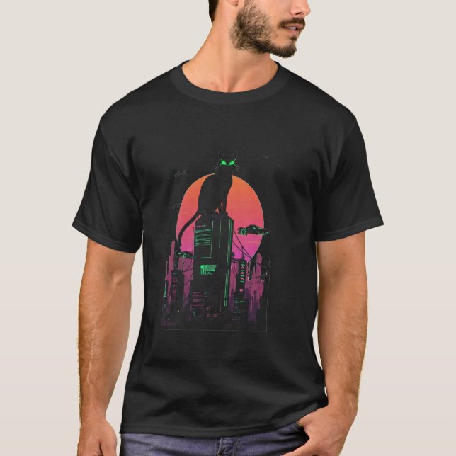 Camiseta Gata Gatito Ciberpunk (Anverso)