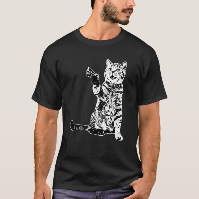 Camiseta Gata gatito pistola (Anverso)