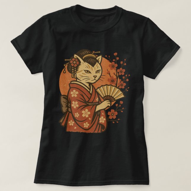 Camiseta Gata Geisha (Diseño del anverso)