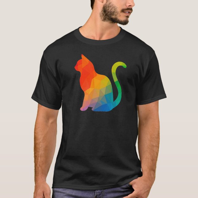 Camiseta Gata Geométrica - Oscura (Anverso)