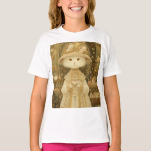 Camiseta Gata Lady Snow – Gato Victoriano con Taza de Té