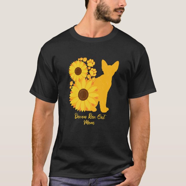 Camiseta Gata Madre Girasol Devon Rex (Anverso)