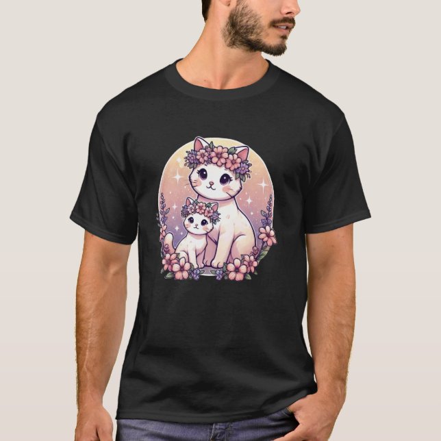 Camiseta Gata Mamá Flor Gatito (Anverso)
