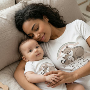 Camiseta Gata Mamá Gatito Primer Día de la Madre Pastel Arc