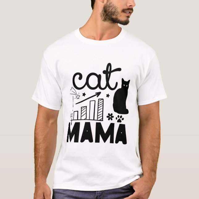 Camiseta Gata Mamá – Silueta de Gatito Adorable y Estilo Ga (Anverso)