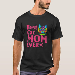 Camiseta Gata Mamá Vintage Mejor Gata Mamá Coloreada Cortad