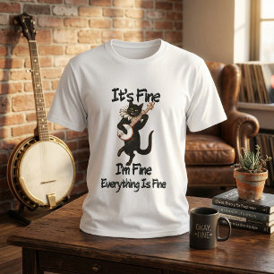 Camiseta Gata Negra Estoy Bien Estoy Bien Todo Está Bien
