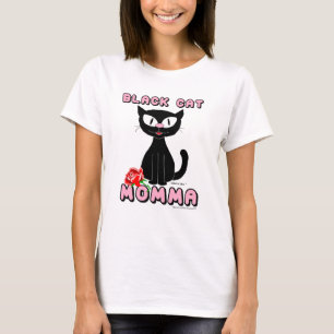 Camiseta GATA NEGRA MADRE Gata de dibujos animados sonrient