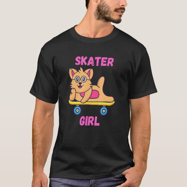 Camiseta Gata patinadora rosa (Anverso)