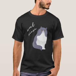 Camiseta Gata Persa Blanca Y Gris Mamá Para Gato