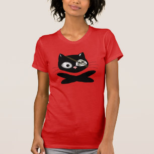 Camiseta Gata pirata con nariz rosa