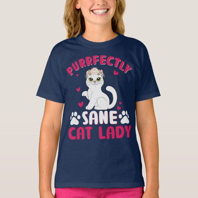Camiseta gata puramente cuerdo señorita T-Shirt (Anverso)