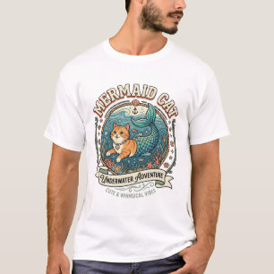 Camiseta Gata Sirena Gata Subacuática Sirena Vintage Vector