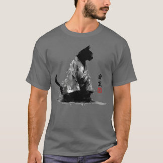 Camiseta gata Zen en kimono arte de tinta chica chica