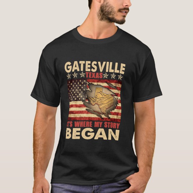 Camiseta Gatesville Texas Bandera De Estados Unidos 4 De Ju (Anverso)