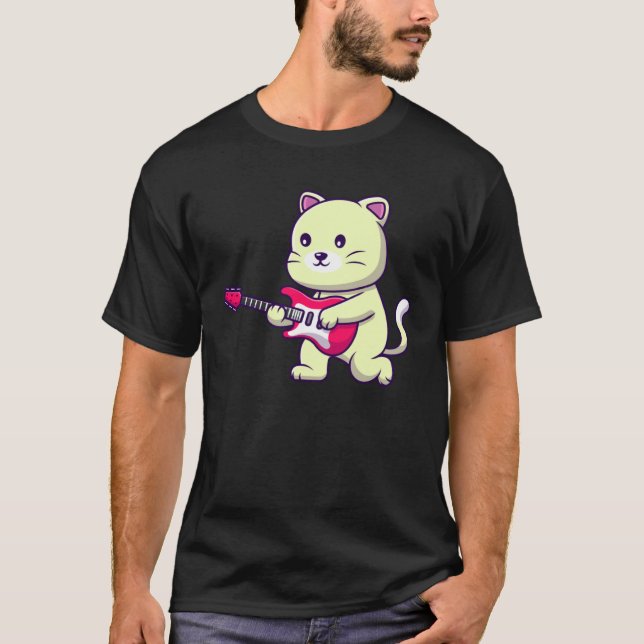 Camiseta gatita tocando la guitarra (Anverso)