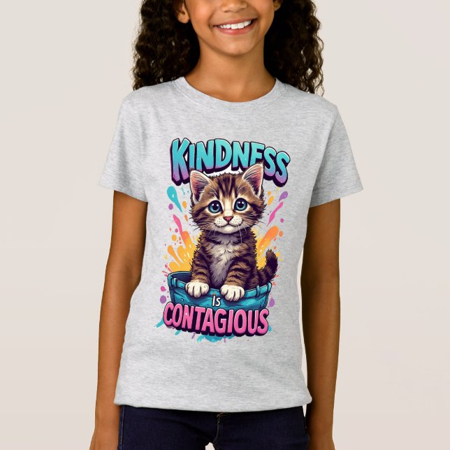 Camiseta Gatito Adorable Con Salpicaduras De Acuarela Brill (Anverso)